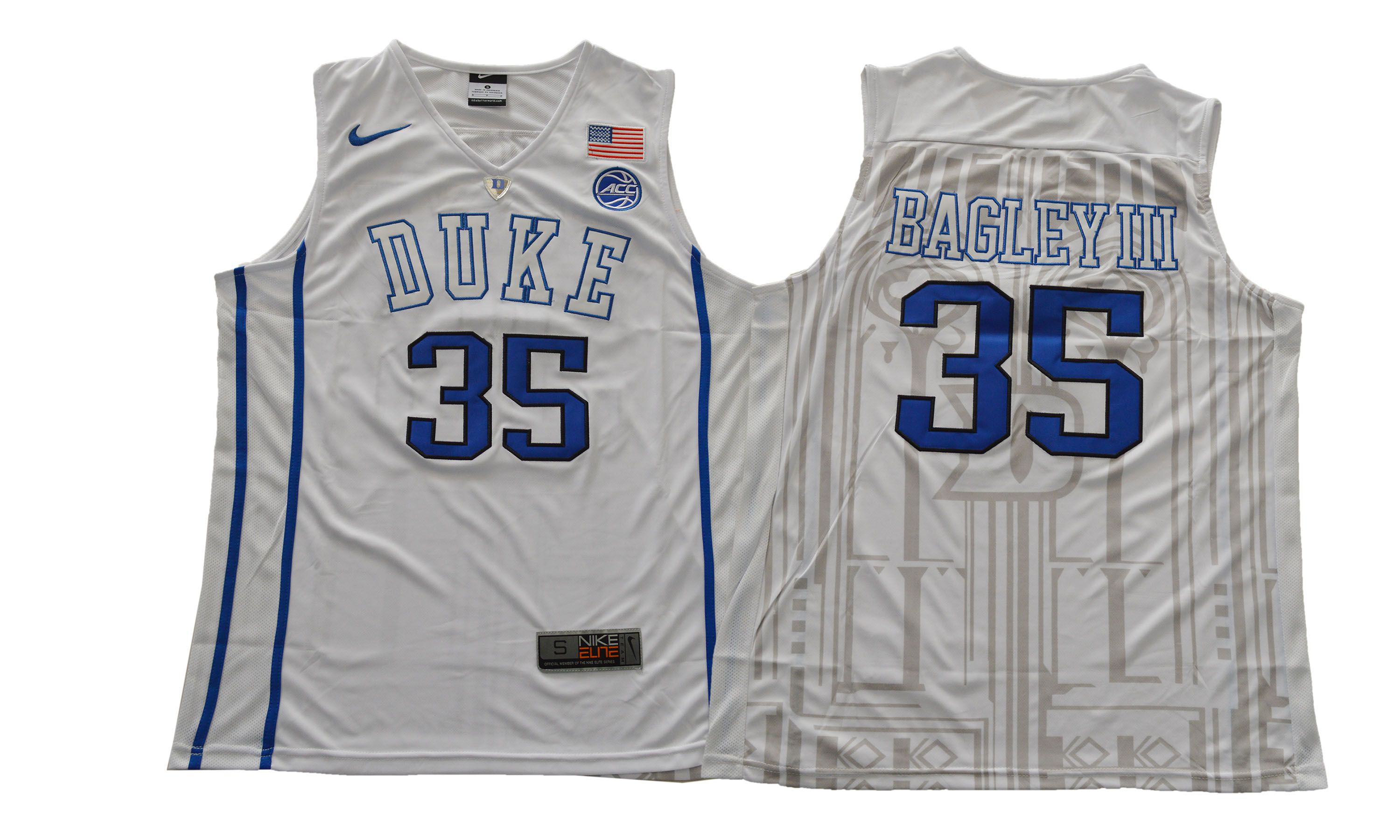 Men Duke Blue Devils 35 Bagleyiii White NBA NCAA Jerseys